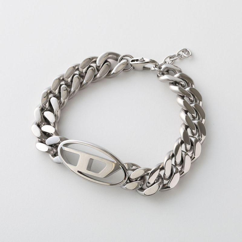 DIESEL オーバルD チェーンブレスレット シルバー 正規品 美品 DIESEL（ディーゼル） ブレスレット DX1432040 メンズ レディース