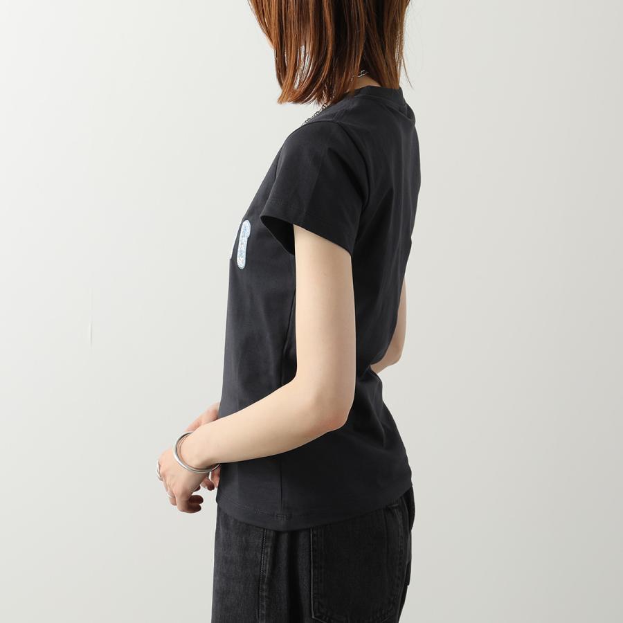 GANNI ガニー Tシャツ Basic Cotton Jersey Baby Fit A1050179 11026 レディース カットソー ミニT ロゴ刺繍 フラワー コットン クルーネックの画像