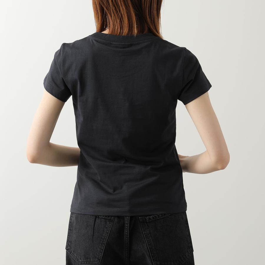 GANNI ガニー Tシャツ Basic Cotton Jersey Baby Fit A1050179 11026 レディース カットソー ミニT ロゴ刺繍 フラワー コットン クルーネックの画像