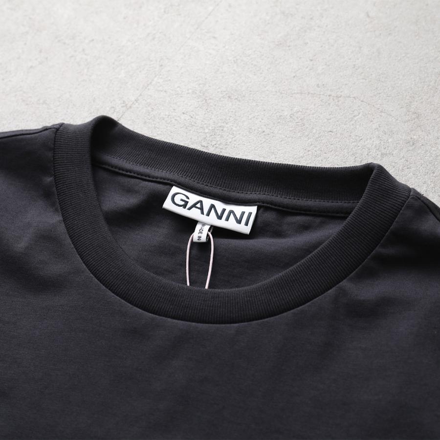 GANNI ガニー Tシャツ Basic Cotton Jersey Baby Fit A1050179 11026 レディース カットソー ミニT ロゴ刺繍 フラワー コットン クルーネックの画像