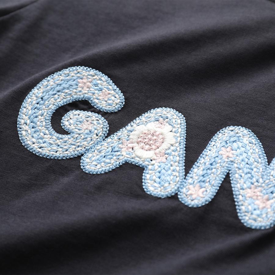 GANNI ガニー Tシャツ Basic Cotton Jersey Baby Fit A1050179 11026 レディース カットソー ミニT ロゴ刺繍 フラワー コットン クルーネックの画像