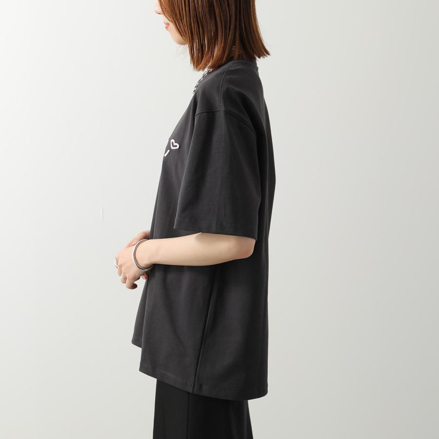 GANNI ガニー Tシャツ Heavy cotton Jersey A1050187 11038 レディース カットソー ロゴ刺繍 コットン クルーネックの画像