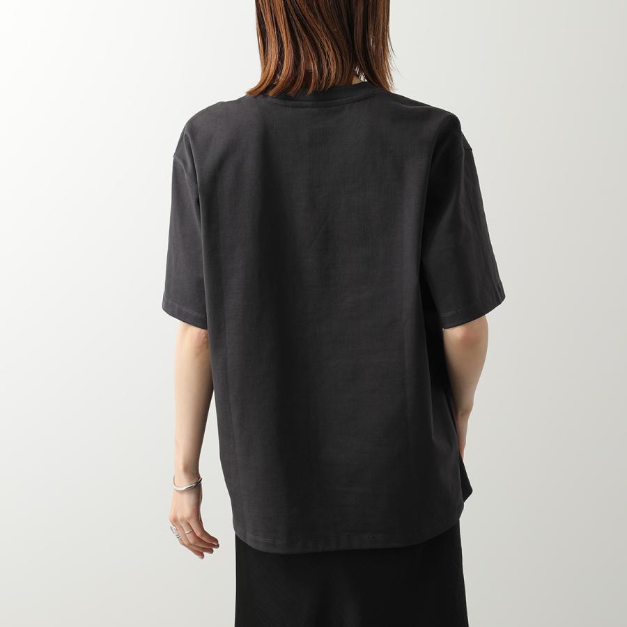 GANNI ガニー Tシャツ Heavy cotton Jersey A1050187 11038 レディース カットソー ロゴ刺繍 コットン クルーネックの画像