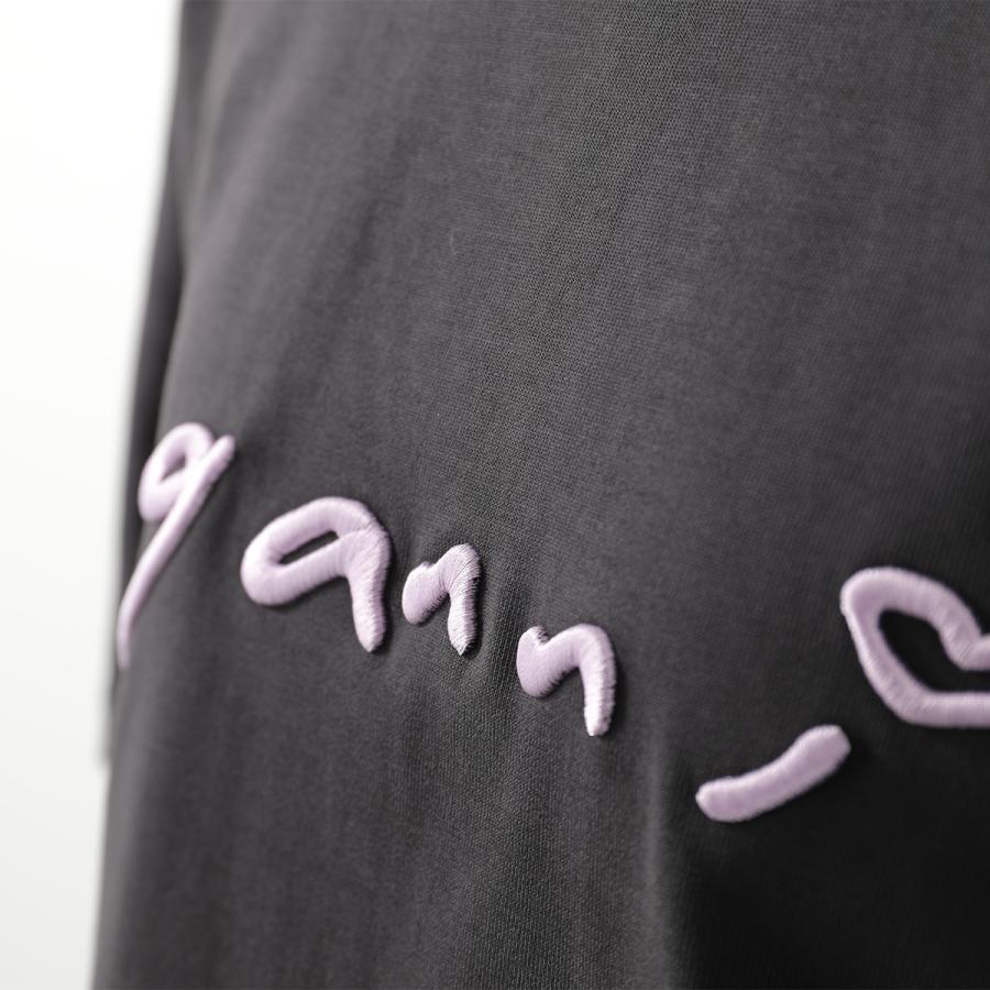 GANNI ガニー Tシャツ Heavy cotton Jersey A1050187 11038 レディース カットソー ロゴ刺繍 コットン クルーネックの画像