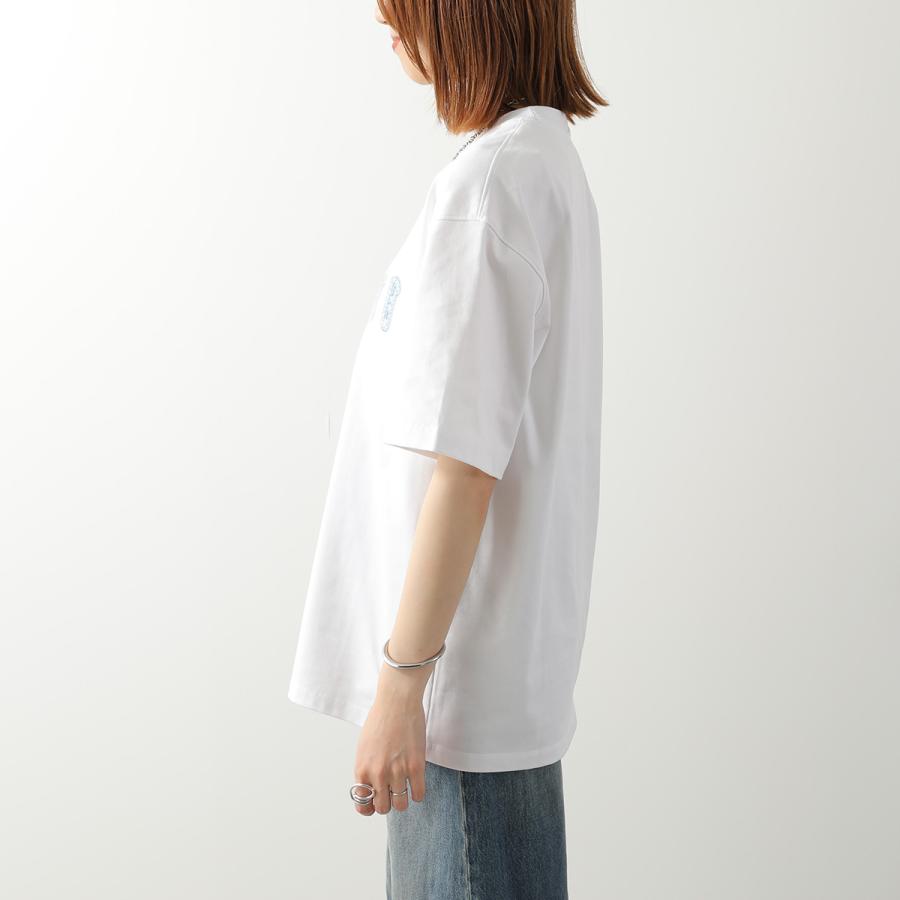 GANNI ガニー Tシャツ Heavy cotton Jersey A1050188 11038 レディース カットソー ロゴ刺繍 フラワー コットン クルーネックの画像