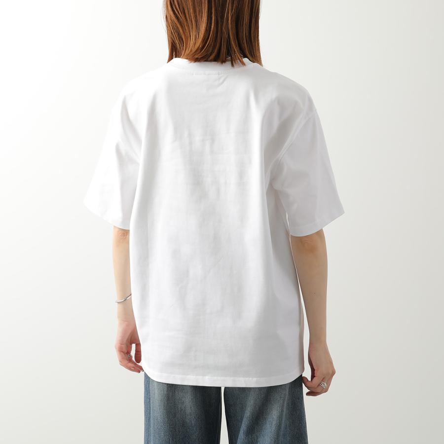 GANNI ガニー Tシャツ Heavy cotton Jersey A1050188 11038 レディース カットソー ロゴ刺繍 フラワー コットン クルーネックの画像