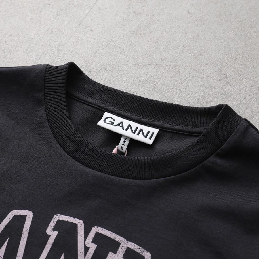 GANNI ガニー Tシャツ Basic Cotton Jersey Raspberry Print A1050219 11026 レディース カットソー ラズベリー プリント ロゴ コットン クルーネックの画像