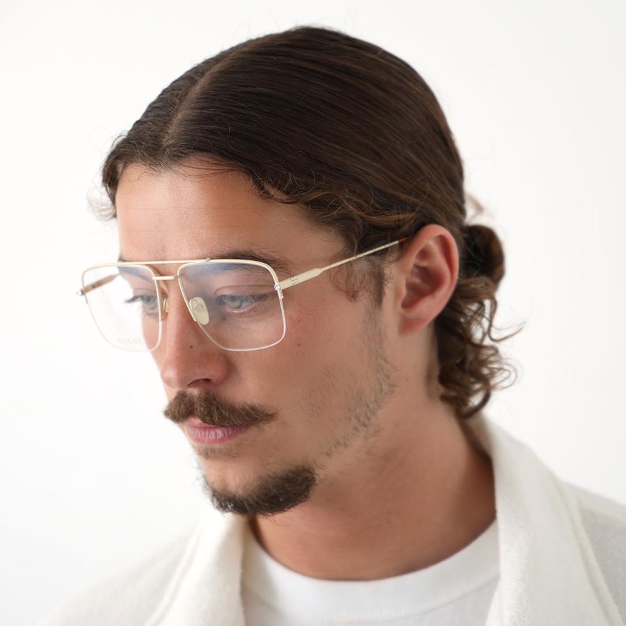 GUCCI（グッチ） メガネ GG1415O メンズ ティアドロップ型 メタル