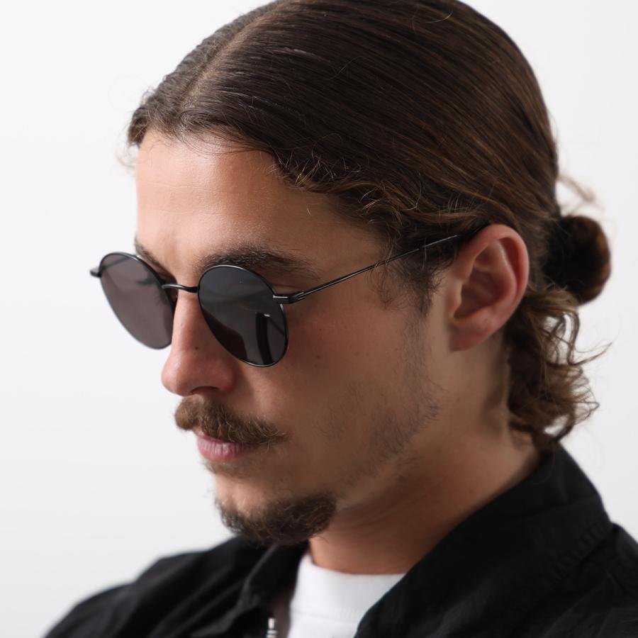 SAINT LAURENT サンローラン サングラス SL 250 メンズ ラウンド型 メタルフレーム 細フレーム クリングスタイプ ロゴ アイウェア 001/BLACK-BLACK-BLACKの画像