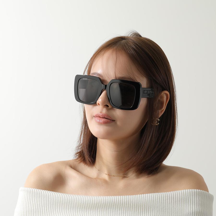 Dior ディオール サングラス Wildior S3U 10A0 CD40033U 01A レディース スクエア型 セルフレーム フルリム ロゴ アイウェア ブラックの画像