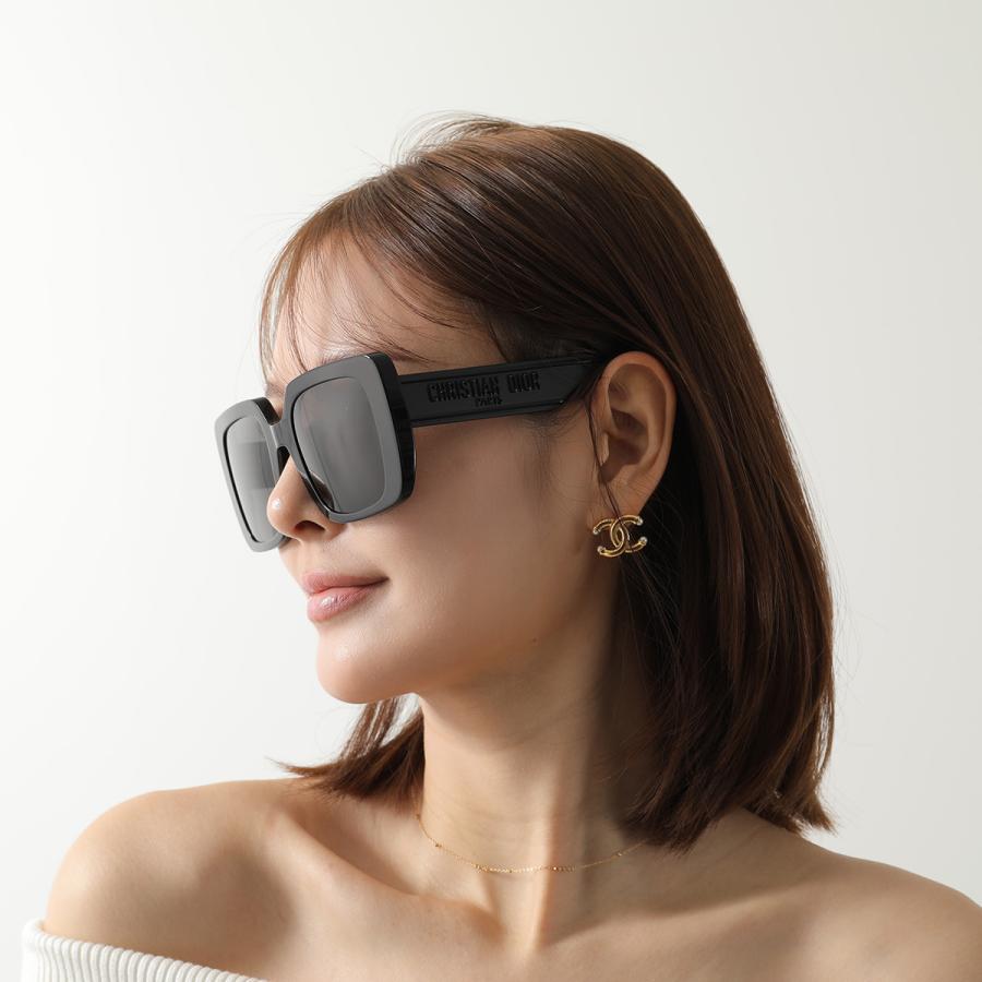 Dior ディオール サングラス Wildior S3U 10A0 CD40033U 01A レディース スクエア型 セルフレーム フルリム ロゴ アイウェア ブラックの画像