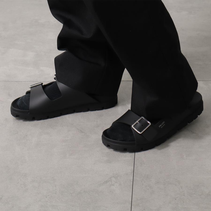 PRADA プラダ スライドサンダル 2X3159 3LKK メンズ ラバー ストラップ ロゴ EVA チャンキーソール シューズ 靴 F0002/NEROの画像