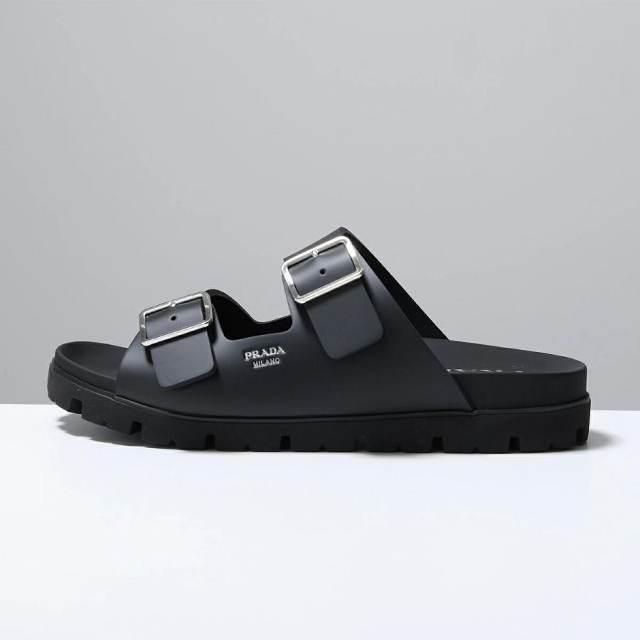 ナ*ン様 プラダ　メンズラバー滑り止めスライドサンダル　ブラック　（約26cm） PRADA（プラダ） スライドサンダル 2X3159 3LKK メンズ ラバー