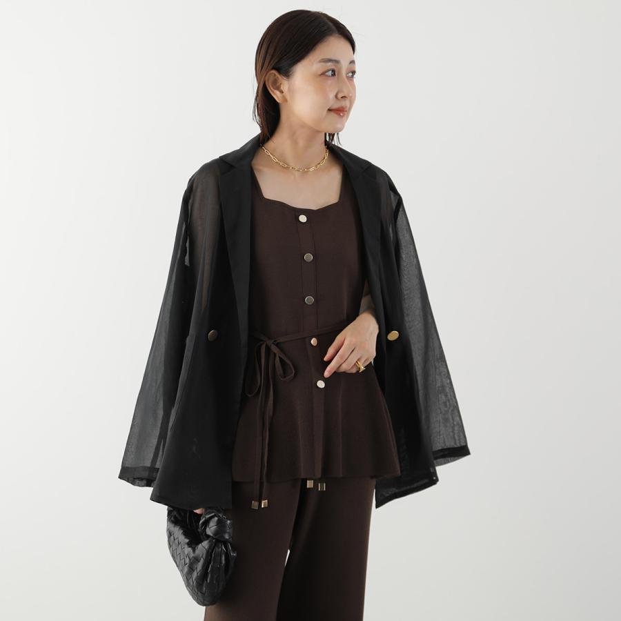 TORRAZZODONNA ブラックノースリーブ Torrazzo Donna（トラッゾドンナ） ニットブラウス Square Neck Knit