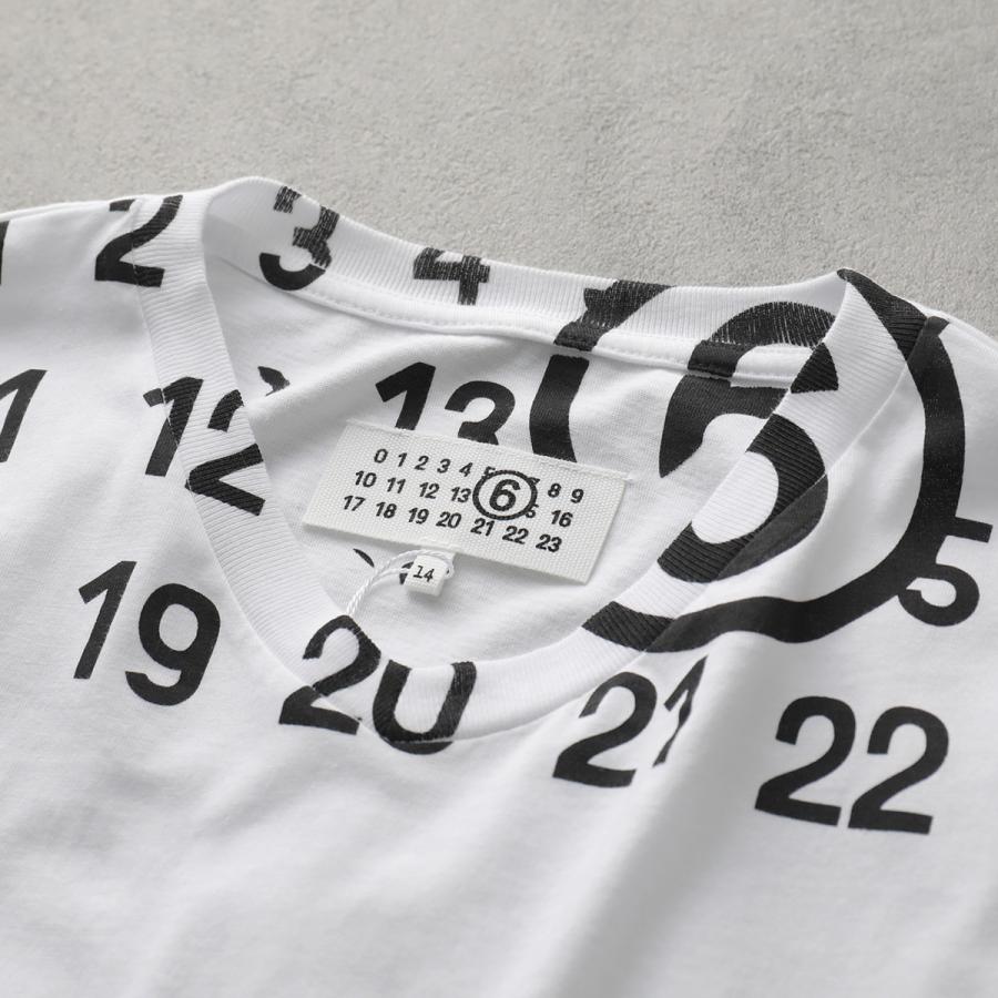 【週末セール中】MM6 キッズ L カレンダー ロゴ ホワイト 大人もOK★ MM6 KIDS エムエムシックス メゾンマルジェラ キッズ Tシャツ M60986