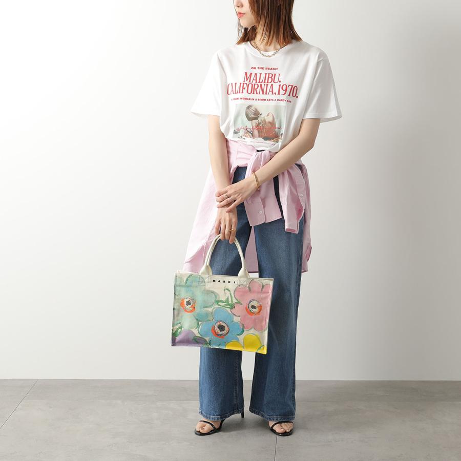 MARNI KIDS マルニ キッズ トートバッグ M01822 M00WP レディース ガールズ 花柄 フラワー コットン キャンバス ロゴ ハンドバッグ 軽量 鞄 0M115の画像