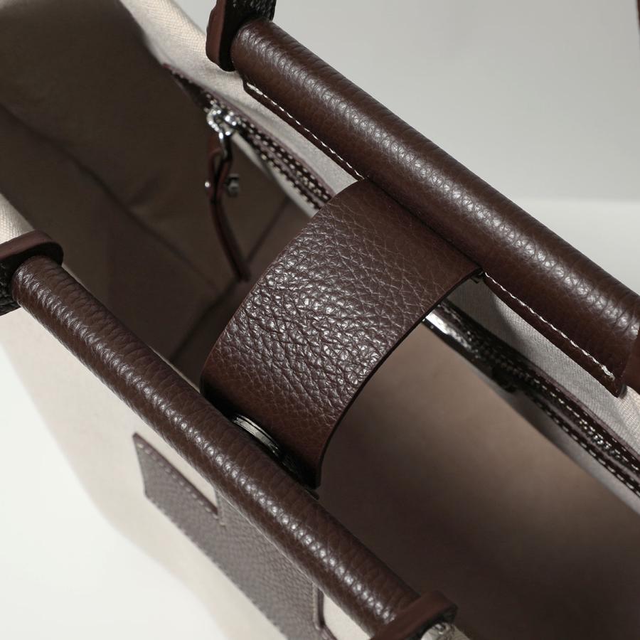 IACUCCI イアクッチ トートバッグ SORBETTO L ソルベット 4891 レディース キャンバス×レザー ハンドバッグ ショルダーバッグ 鞄 CACAOの画像