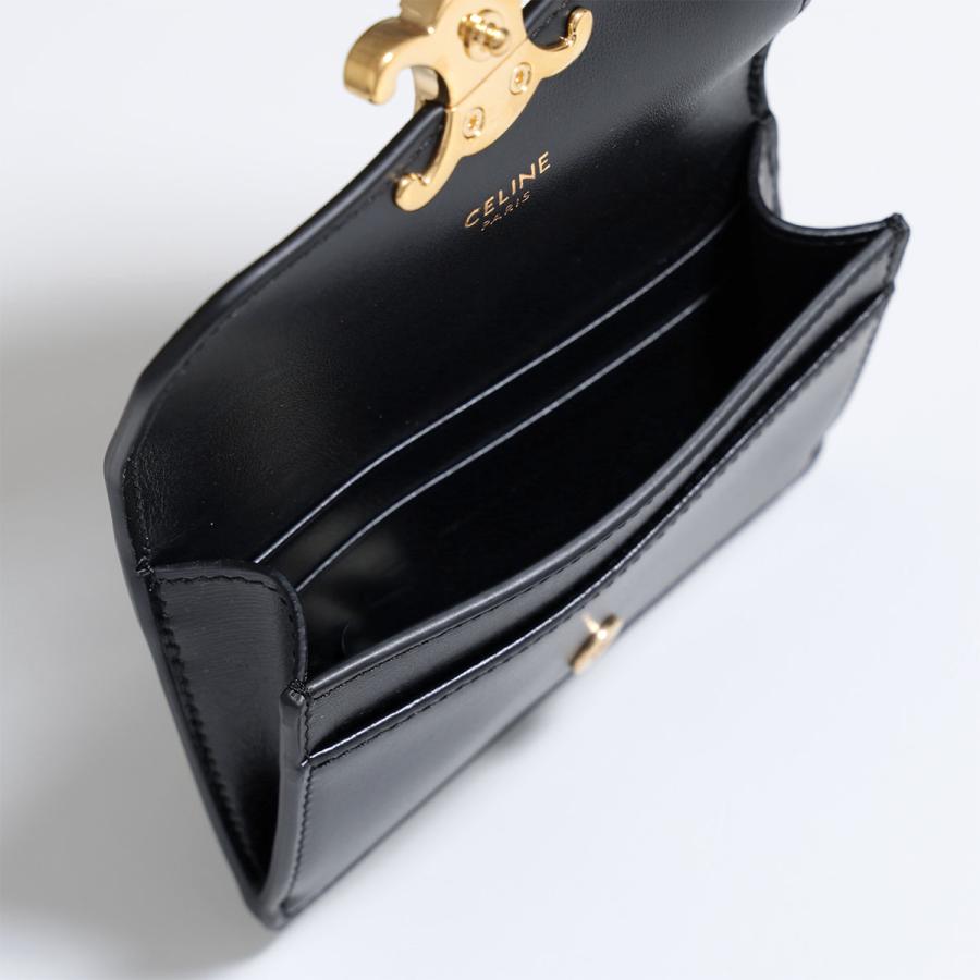CELINE セリーヌ カードケース 10I583DPV.38NO レディース トリオンフ カードホルダー パスケース 定期入れ レザー ミニ財布 Blackの画像