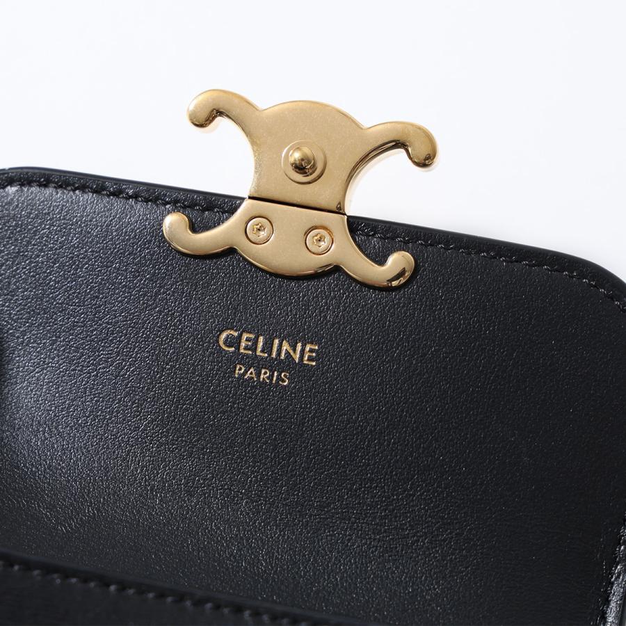CELINE セリーヌ カードケース 10I583DPV.38NO レディース トリオンフ カードホルダー パスケース 定期入れ レザー ミニ財布 Blackの画像