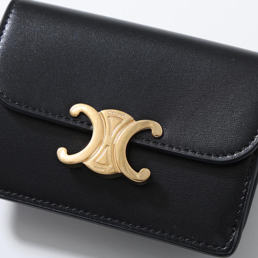 CELINE セリーヌ カードケース 10I583DPV.38NO レディース トリオンフ カードホルダー パスケース 定期入れ レザー ミニ財布 Blackの画像