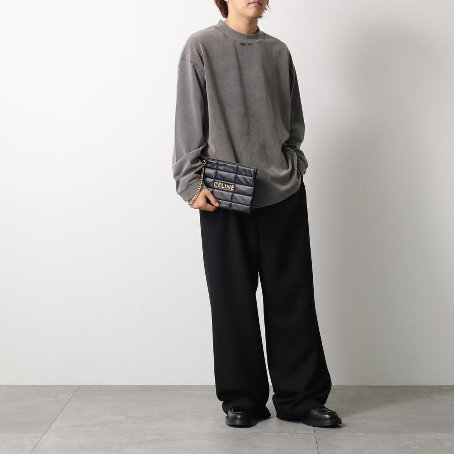 CELINE セリーヌ クラッチバッグ 10L583EWJ.38NO メンズ レザー  キルティング ロゴ チェーン リストレット付き ポーチ 鞄 ブラックの画像