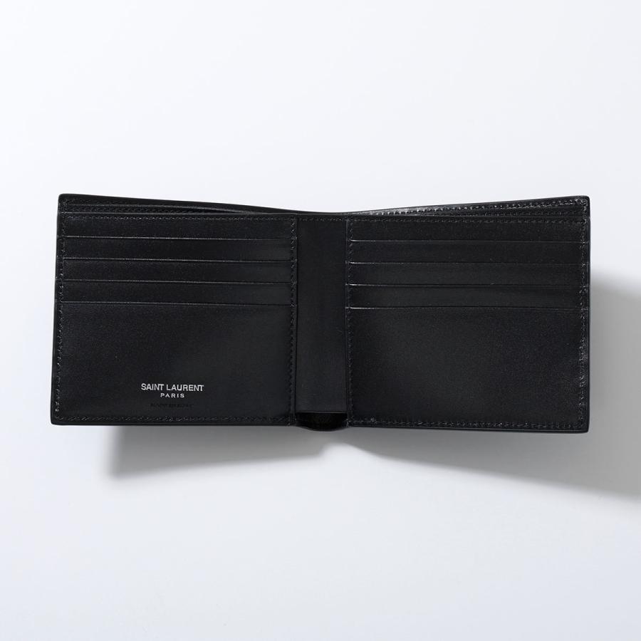SAINT LAURENT サンローラン 二つ折り財布 453276 0SX0E メンズ カサンドラロゴ 小銭入れなし レザー ミニ財布 1000/NERO 4532760SX0E1000の画像