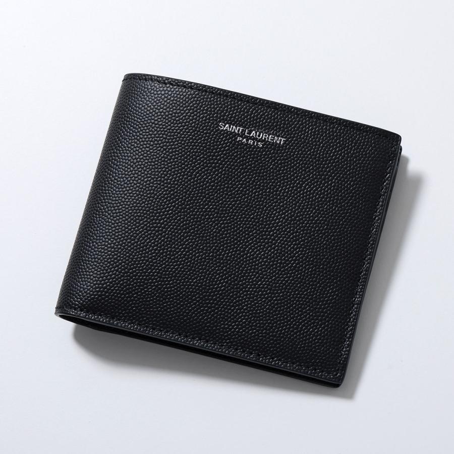 SAINT LAURENT サンローラン 二つ折り財布 396307 BTY0N メンズ 小銭入れなし ロゴ ミニ財布 1000/NERO 396307BTY0N1000の画像