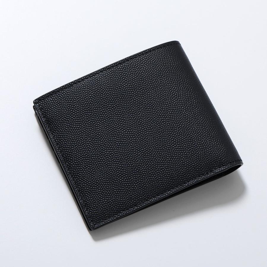 SAINT LAURENT サンローラン 二つ折り財布 396307 BTY0N メンズ 小銭入れなし ロゴ ミニ財布 1000/NERO 396307BTY0N1000の画像
