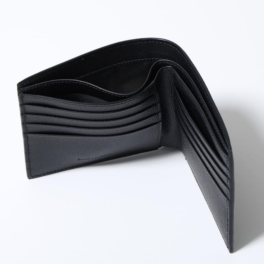 SAINT LAURENT サンローラン 二つ折り財布 396307 BTY0N メンズ 小銭入れなし ロゴ ミニ財布 1000/NERO 396307BTY0N1000の画像