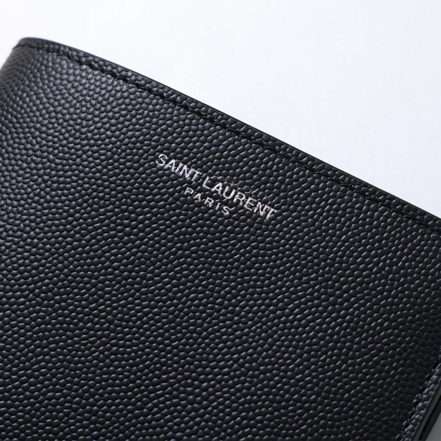SAINT LAURENT サンローラン 二つ折り財布 396307 BTY0N メンズ 小銭入れなし ロゴ ミニ財布 1000/NERO 396307BTY0N1000の画像