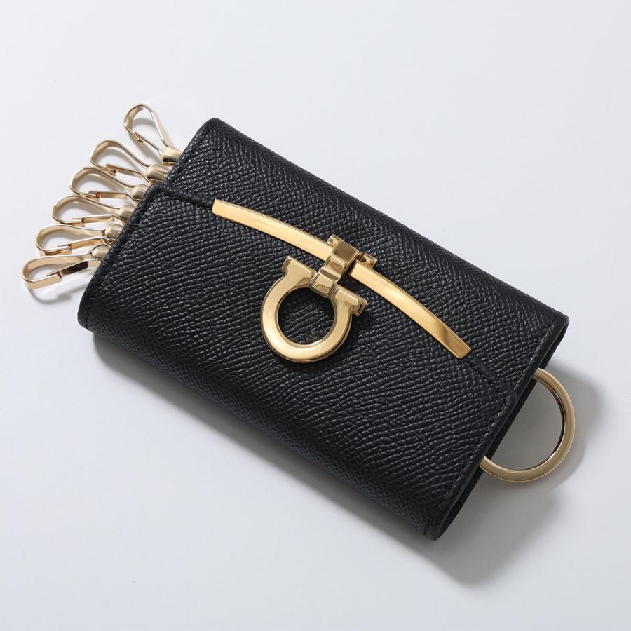 FERRAGAMO フェラガモ キーケース GANCINI ガンチーニ 22D151 レディース レザー キーリング 鍵 6連 NEROの画像