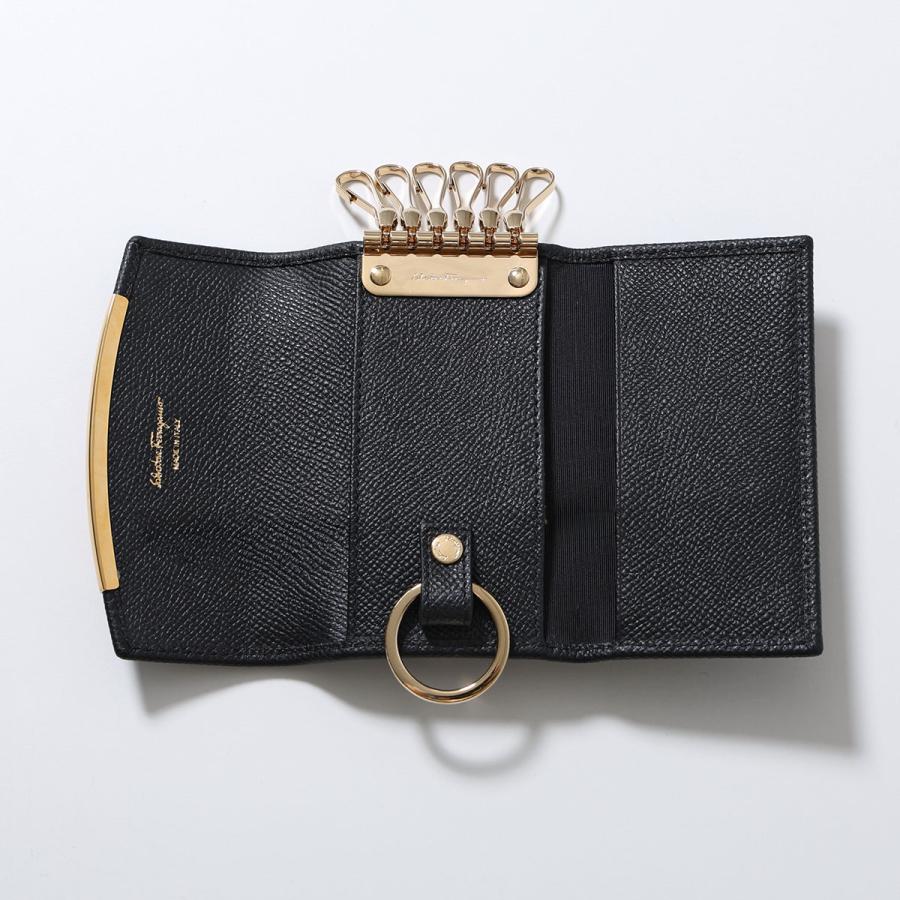 FERRAGAMO フェラガモ キーケース GANCINI ガンチーニ 22D151 レディース レザー キーリング 鍵 6連 NEROの画像