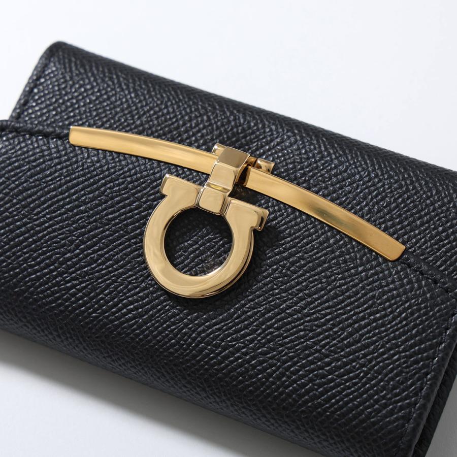FERRAGAMO フェラガモ キーケース GANCINI ガンチーニ 22D151 レディース レザー キーリング 鍵 6連 NEROの画像