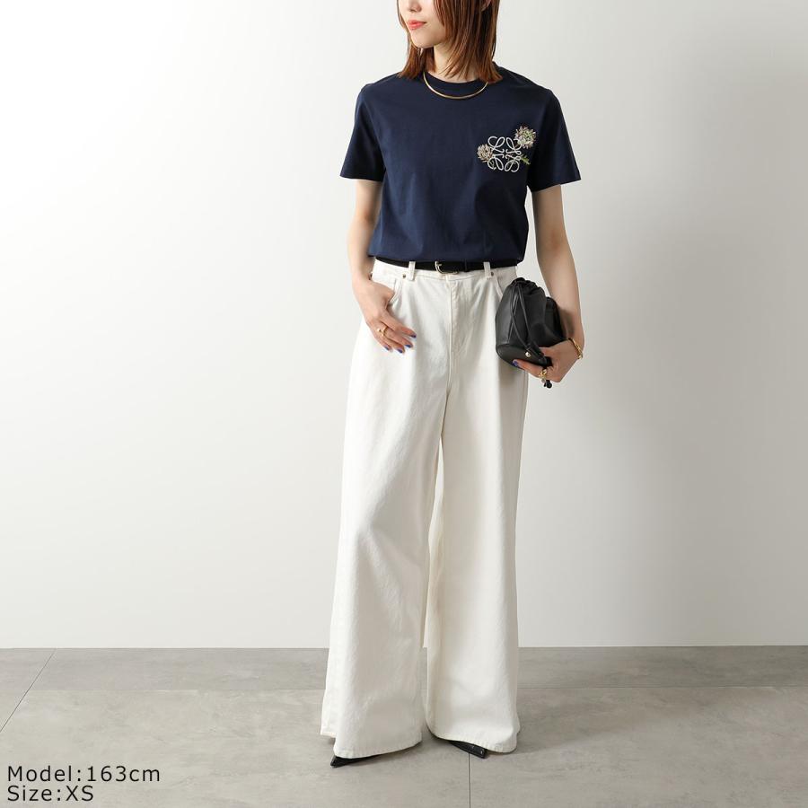 LOEWE ロエベ Tシャツ S616Y22X96 レディース 半袖 カットソー フラワー アナグラム刺繍 花 コットン クルーネック 5110/BLUの画像