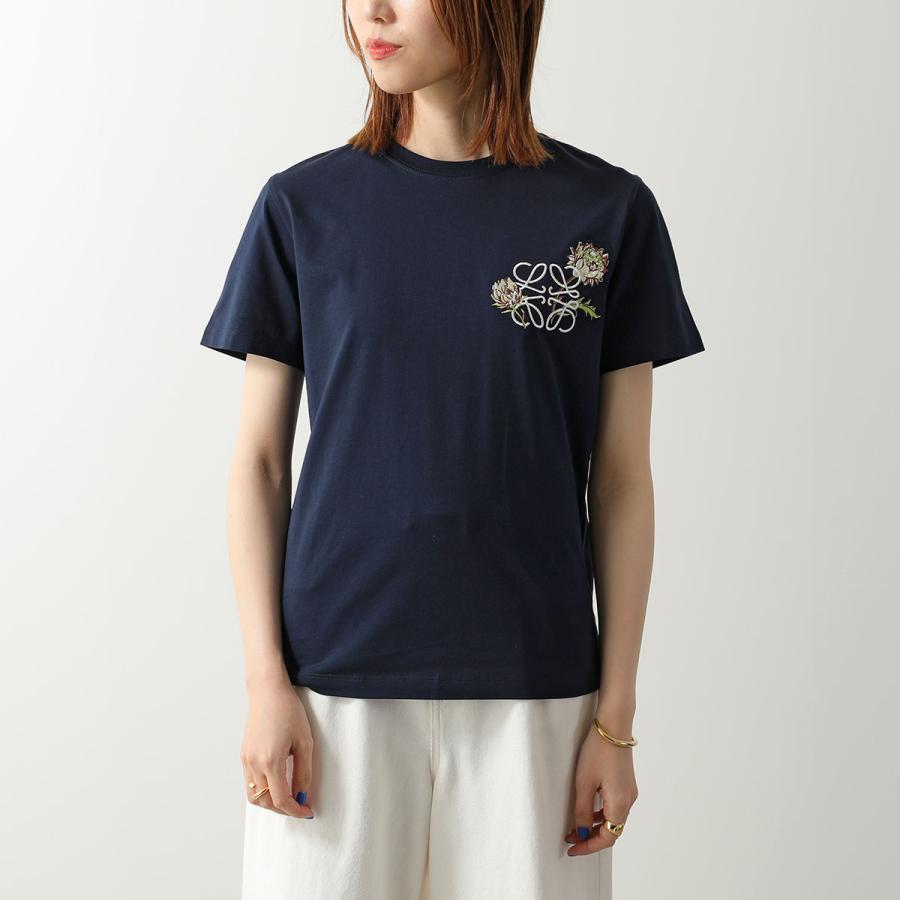 LOEWE ロエベ Tシャツ S616Y22X96 レディース 半袖 カットソー フラワー アナグラム刺繍 花 コットン クルーネック 5110/BLUの画像