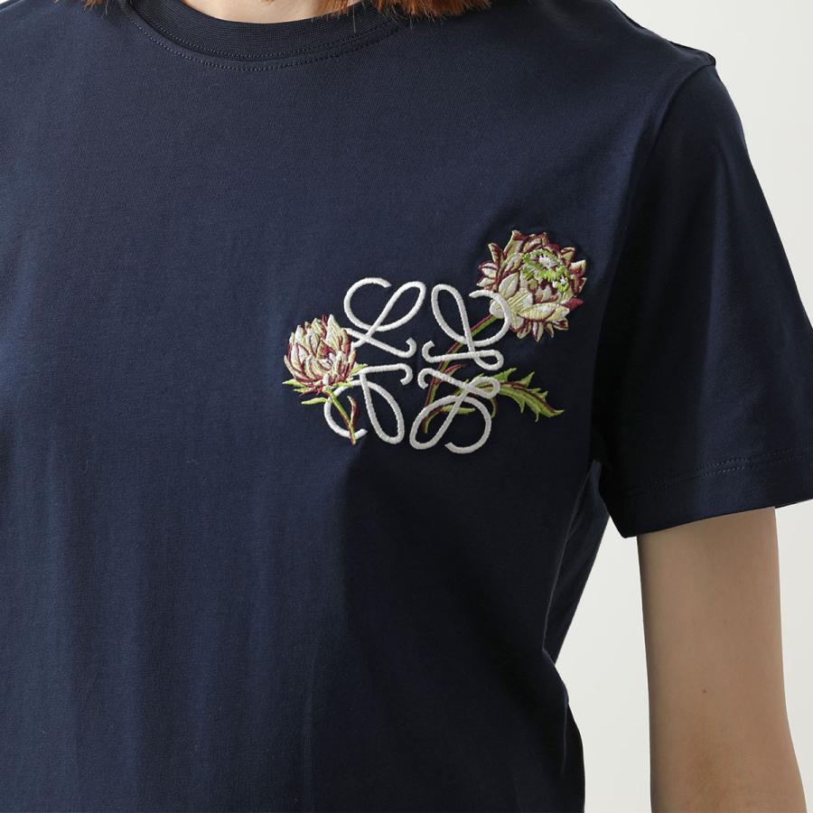 LOEWE ロエベ Tシャツ S616Y22X96 レディース 半袖 カットソー フラワー アナグラム刺繍 花 コットン クルーネック 5110/BLUの画像