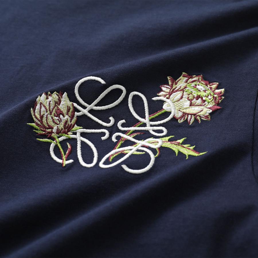 LOEWE ロエベ Tシャツ S616Y22X96 レディース 半袖 カットソー フラワー アナグラム刺繍 花 コットン クルーネック 5110/BLUの画像