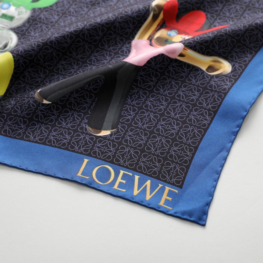 LOEWE ロエベ スカーフ FSA1SS7X01 レディース ACROBAT アクロバット プリント シルク 90×90 正方形 ロゴ 5387/NAVYBLU FSA1SS7X015387の画像