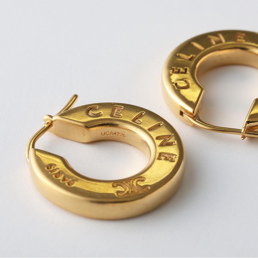 CELINE セリーヌ フープピアス B107K3F83.35OR レディース トリオンフ アクセサリー プラス ロゴ GOLDの画像