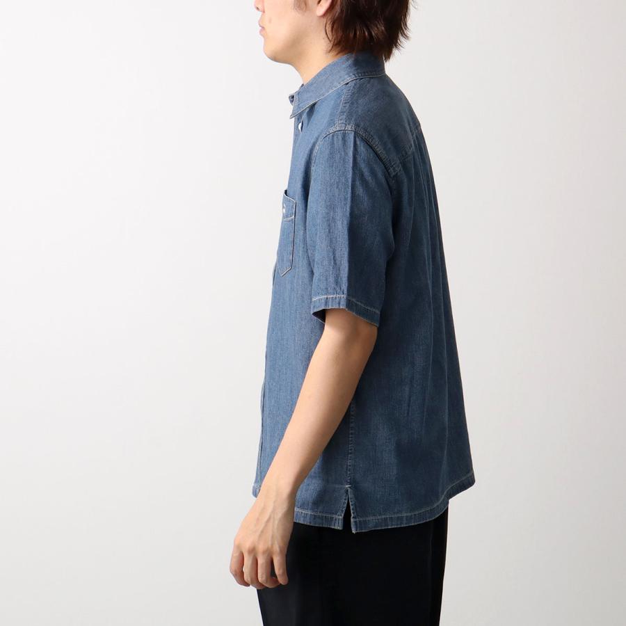 CELINE セリーヌ デニムシャツ RC0D7208I.07UO レディース 半袖 ショートスリーブシャツ コットン ブラウス トリオンフ刺繍 胸ポケット デニムブルーの画像