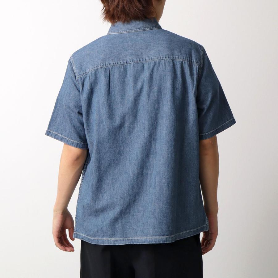 CELINE セリーヌ デニムシャツ RC0D7208I.07UO レディース 半袖 ショートスリーブシャツ コットン ブラウス トリオンフ刺繍 胸ポケット デニムブルーの画像