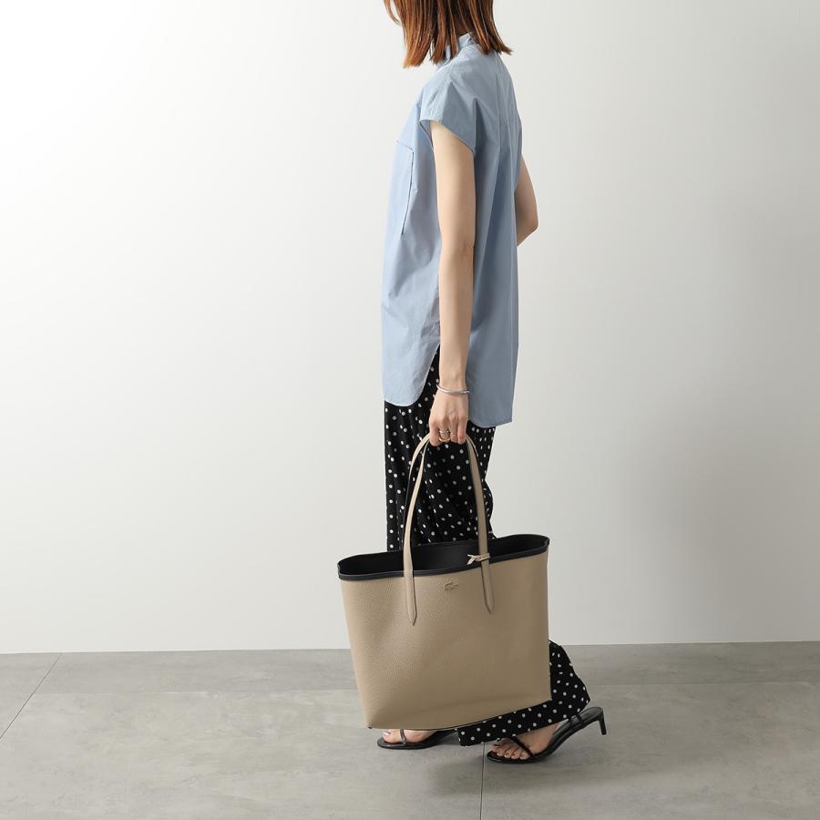 【美品】ラコステANNA リバーシブルトート ポーチ付 A4可ブラック ベージュ LACOSTE（ラコステ） トートバッグ ANNA アンナ NF2142AA レディース