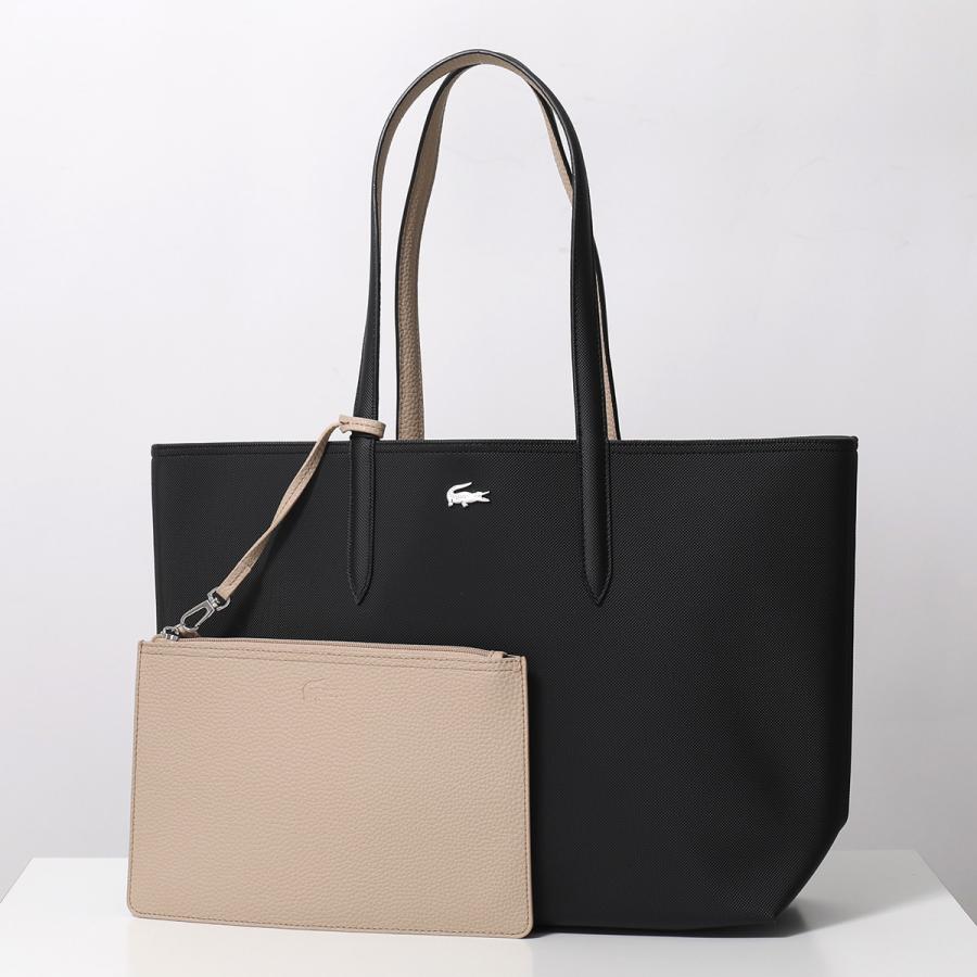 【美品】ラコステANNA リバーシブルトート ポーチ付 A4可ブラック ベージュ LACOSTE（ラコステ） トートバッグ ANNA アンナ NF2142AA レディース