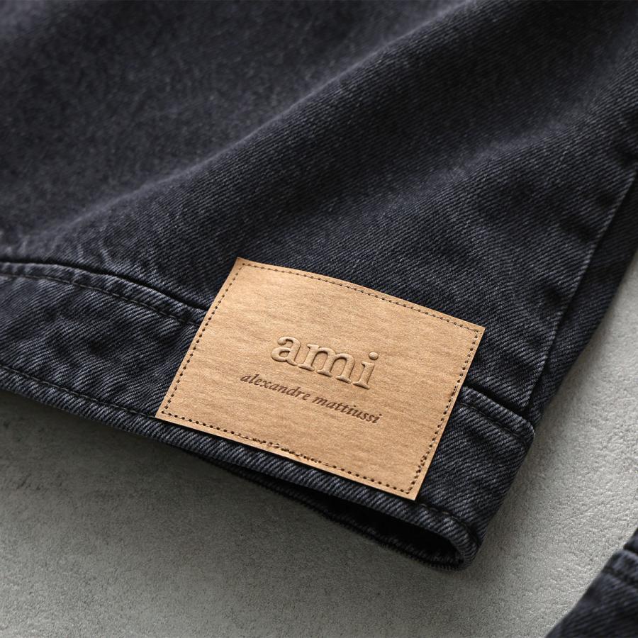 ami paris アミパリス デニムジャケット HJK904.DE0124 メンズ ハートロゴ刺繍 ジップアップ トーナル Ami De Coeur エンボス HJK904.DE0124.031の画像