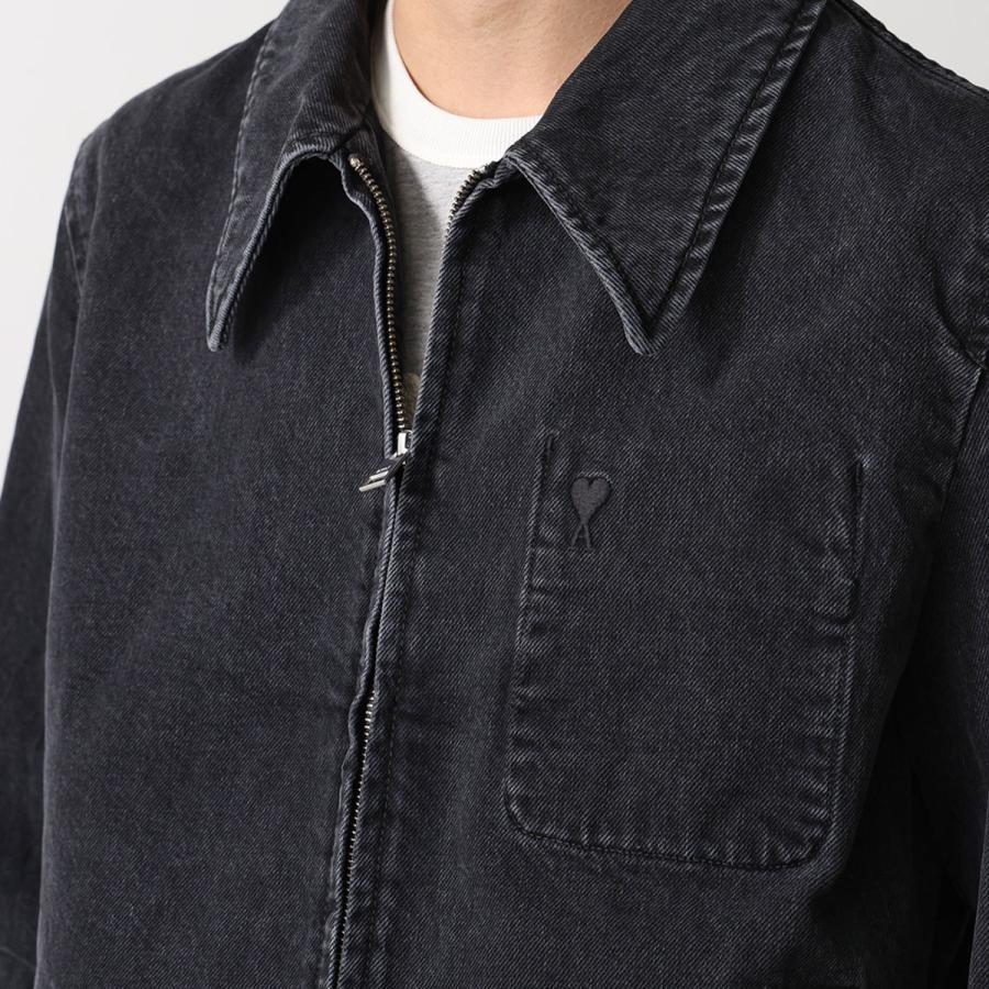 ami paris アミパリス デニムジャケット HJK904.DE0124 メンズ ハートロゴ刺繍 ジップアップ トーナル Ami De Coeur エンボス HJK904.DE0124.031の画像
