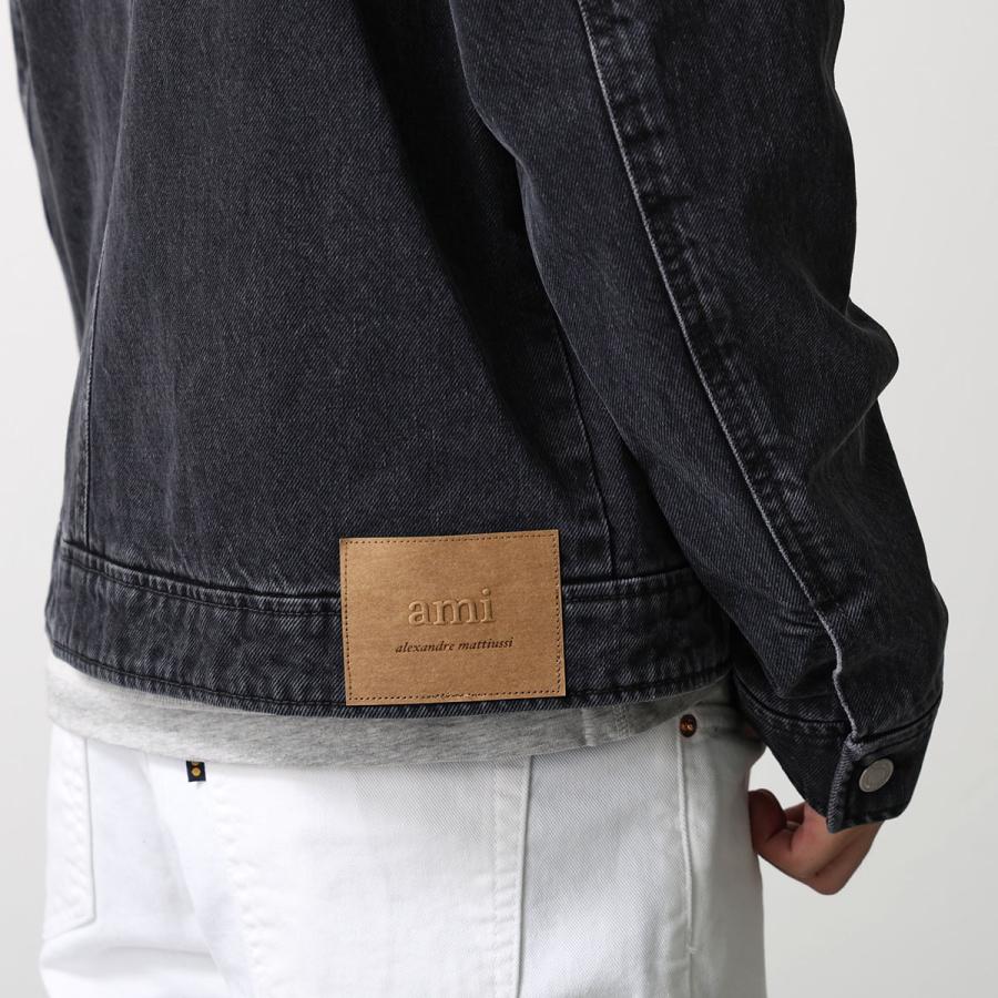 ami paris アミパリス デニムジャケット HJK904.DE0124 メンズ ハートロゴ刺繍 ジップアップ トーナル Ami De Coeur エンボス HJK904.DE0124.031の画像