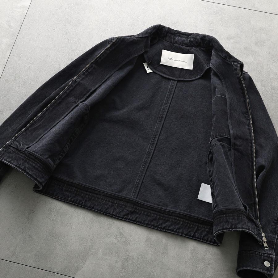 ami paris アミパリス デニムジャケット HJK904.DE0124 メンズ ハートロゴ刺繍 ジップアップ トーナル Ami De Coeur エンボス HJK904.DE0124.031の画像