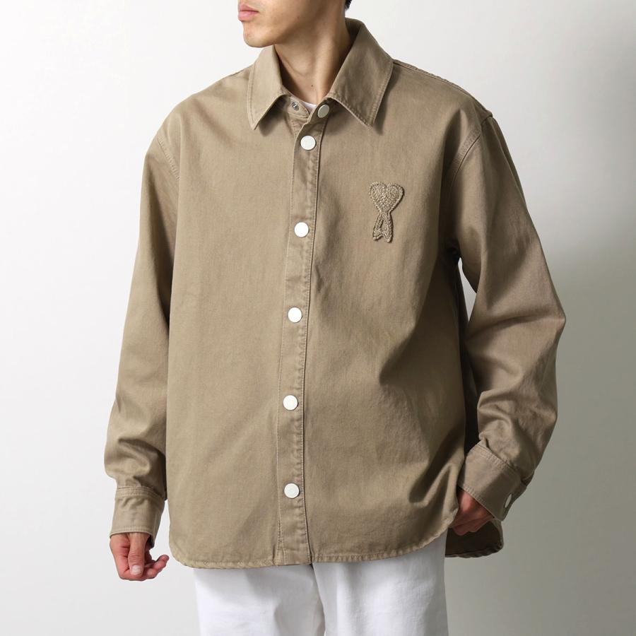 ami paris アミパリス オーバーシャツジャケット UJK897.DE0126 メンズ ハートロゴ コットン 長袖 UJK897.DE0126.136の画像