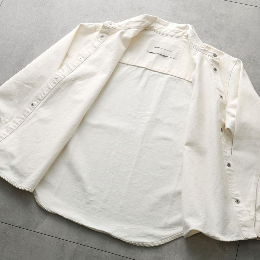 ami paris アミパリス オーバーシャツジャケット UJK897.DE0126 メンズ ハートロゴ コットン 長袖 UJK897.DE0126.136の画像