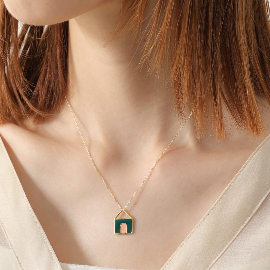ALIITA アリータ ネックレス CASITA PRISMA NECKLACE ROLO レディース 家 ハウス モチーフ エナメル ペンダント アクセサリー K1F00/YELLOW-GOLD-9KTの画像